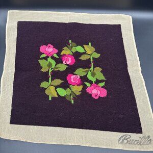 Vintage Bucilla Rose Floral 18x18 Unframed Needlepoint Wall Decor